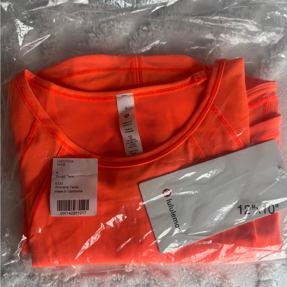 Lululemon Orange Sculpt Tank NWT